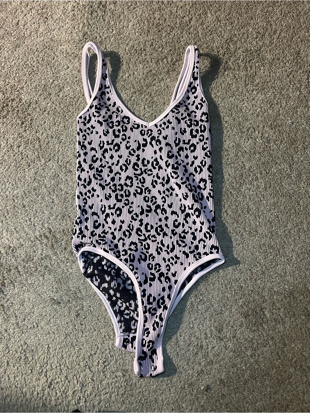 Aura Pink and black Leopard-Print Ribbed Bodysuit
